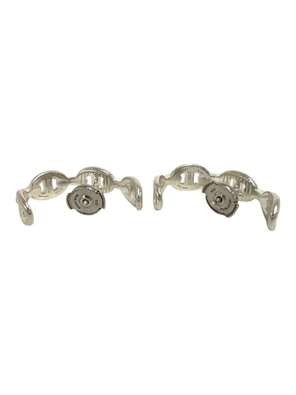 Hermes Chaine D'ancre Earrings 925 Sterling Silver Accessory